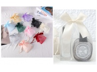 Woreczek na biżuterię, upominek 20x15 cm BEŻ z kokardą