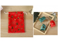 Woreczek na biżuterię, upominek welurowy 16x10 cm CZERWONY złoty wzór