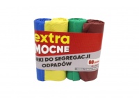 Worki na śmieci do segregacji EXTRA MOCNE 60l 10 szt (kpl 4 kolorów)