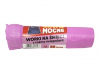 Worki na śmieci EXTRA MOCNE 60l 10 szt z taśmą różowe
