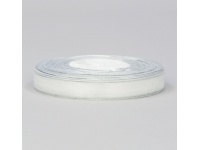 Wstążka organza BIAŁA SREBRNY BRZEG 13 mm x 41m - 1 rolka 