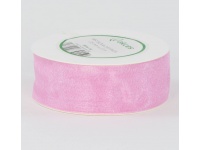 Wstążka organza RÓŻOWY 25 mm x 22,75m - 1 rolka 