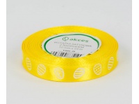 Wstążka satynowa nadruk 12 mm x 23m PISANKI ZÓŁTA