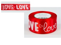 Wstążka satynowa z nadrukiem LOVE CZERWONA 38mm x 23m - 1 szt