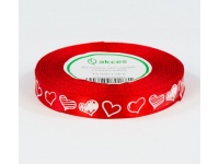 Wstążka satynowa z nadrukiem SERCA CZERWONA 12mm x 22,75m - 1 szt