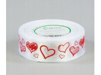 Wstążka satynowa z nadrukiem SERCA BIAŁA 25mm x 22,75m - 1 szt