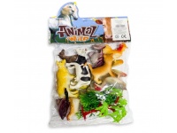 Zabawka, figurka ZWIERZĘTA farma (1 szt ok. 8 cm)  kpl. 12 szt w folii + roślinki