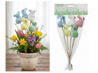 Zając styropianowy, flokowany na piku 22 cm zając 5x4 cm kpl 5 szt