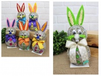 Zając z siana filcowe uszy, kokarda w kropki 25 cm