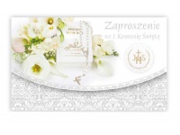 Zaproszenie składane z kopertą na Pierwszą Komunię Świętą 16x10,5 cm No.ZS-57267 - 1 szt
