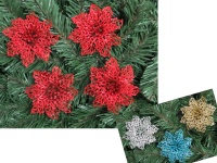 Zawieszka brokatowa ażurowa POINSECJA 9 cm MIX KOLOR - kpl 4 szt