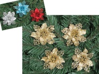 Zawieszka brokatowa POINSECJA 8 cm MIX KOLOR - kpl 4 szt