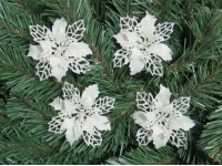 Zawieszka brokatowa POINSECJA 8 cm BIAŁA - kpl 4 szt