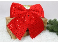 Zawieszka na choinkę KOKARDA welurowa z cekinami 28x25 cm CZERWONA