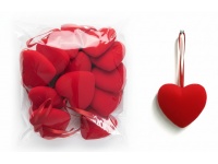 Zawieszka, ozdoba serce styropianowe flokowane 6,5 cm kpl 12 szt CZERWONE