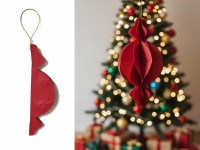 Zawieszka papierowa BOMBKA-CUKIEREK 15x8 cm CZERWONA