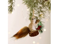 Zawieszka WIEWIÓRKA ze świątecznym stroikiem 15x9x5 cm