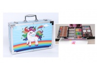 Zestaw artystyczny 145 el. w aluminiowej walizce JEDNOROŻEC niebieska 34x23x8 cm