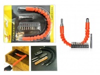 Narzędzia zestaw bitów do wkrętarki 10 szt + elastyczna przedłużka przedłużacz 30 cm