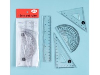 Zestaw geometryczny 4 el. (linijka 15 cm, 2x ekierka 10 cm, kątomierz 10 cm)