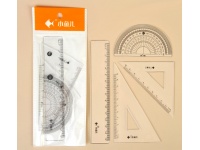 Zestaw geometryczny 4 el. (linijka 15 cm, 2x ekierka 10 cm, kątomierz 10 cm) No:8112