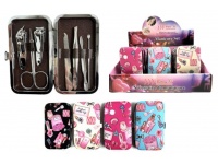 Zestaw manicure 7 elementów w etui 11x6,5 cm mix kolorów i wzorów
