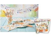 Zestaw PARTY ZWIERZAKI kubeczki, talerzyki, słomki, czapeczki, serwetki dla 6 osób