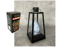 Znicz, lampion, latarnia LED plastik TRAPEZ z płomieniem wieloledowym ZIMNY BIAŁY 27,5x11x11 cm