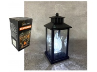 Znicz, lampion, latarnia LED plastik PROSTOKĄT z płomieniem wieloledowym ZIMNY BIAŁY 28,5x11x11 cm