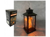 Znicz, lampion, latarnia LED plastik PROSTOKĄT z płomieniem wieloledowym POMARAŃCZOWY OGNISTY 28,5x11x11 cm