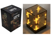 Znicz, lampion szklany 3D KRZYŻ złote lustro 15x10x10 cm