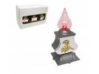 Znicz ledowy PARYS (lustro) szary ze złotą z ozdobą, czerwony płomień 26x13 cm - 1 szt