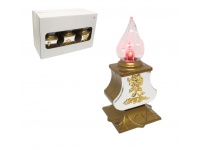 Znicz ledowy PARYS (lustro) złoty ze złotą z ozdobą, czerwony płomień 26x13 cm - 1 szt