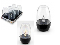 Znicz SOLARNY SC1 z transparentnym plastikowym kloszem i czarną podstawą (S536)