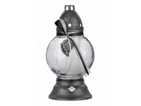 Znicz szklany 1071 GŁADKI dymiony z wstążką CZARNY Liść grafit 25 cm - 1 szt