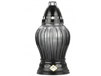 Znicz szklany 1105 dymiony grafit w pasy CZARNY 24 cm - 1 szt