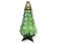 Znicz szklany B-15 choinka z brokatem zielona ośnieżona 43 cm - 1 szt