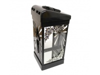 Znicz szklany CUBO srebrna aplikacja kwiaty 27 cm - 1 szt