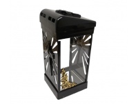 Znicz szklany CUBO złota aplikacja kwiaty 27 cm - 1 szt