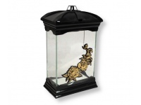 Znicz szklany GLASS ART SZKATUŁA 2 czarny złote kwiaty 30 cm - 1 szt