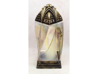 Znicz szklany holograficzny ZKW 2 złoty  z aplikacją róża 35 cm - 1 szt
