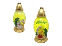 Znicz szklany Jajko 17 WP z aplikacją mix kurczak, zajżąc 27 cm - 1 szt