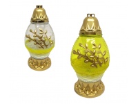 Znicz szklany Jajko Koszyczek duży biały, żółty 36 cm - 1 szt