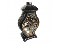 Znicz szklany Lampion Glamur Waza rattan duża+ramka lustro DRZEWO czarno-złoty 38 cm - 1 szt