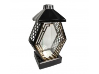 Znicz szklany Lampion Glamur Diament XL ażur duży+ramka czarno-złoty 36,5 cm - 1 szt