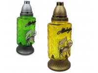 Znicz szklany W-20 BARANEK 29 cm srebrna, złota aplikacja ZIELONY, ŻÓŁTY mix - 1 szt