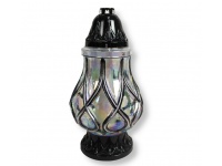 Znicz szklany WR 4 holograficzny srebrno-czarny PRZEPLATANY 34 cm - 1 szt