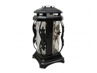 Znicz szklany Z-468 KAPLICZKA RÓŻA I CYRKONIE CZARNY 26 cm złota aplikacja - 1 szt