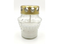 Znicz szklany zalewany 21z BEZBARWNY blaszka 10 cm - 1 szt