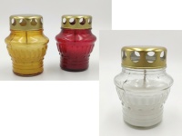 Znicz szklany zalewany 21z MIX KOLOR blaszka 10 cm - 1 szt